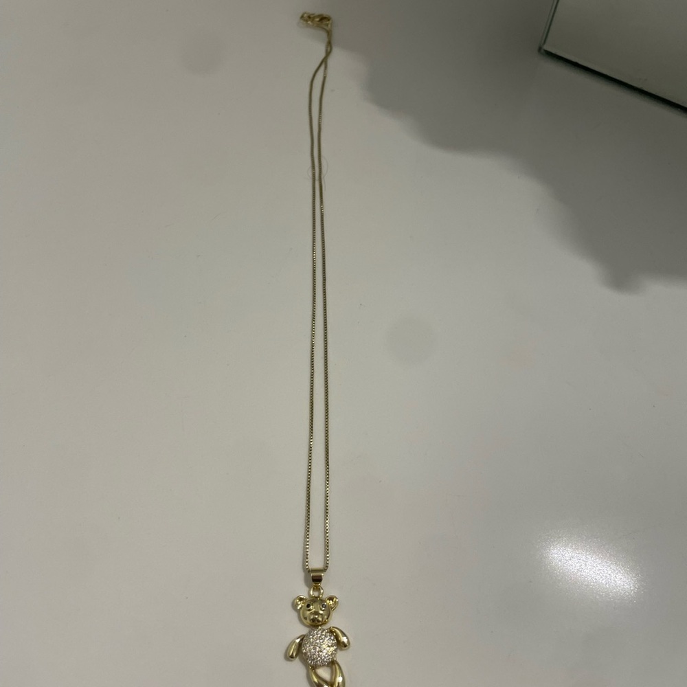 Gold Bear Pendant Necklace